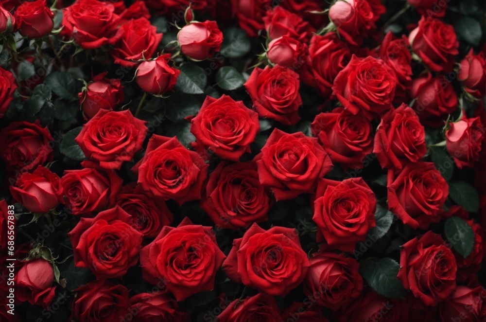 Beautiful red roses as background, top view. Valentine's Day celebration Beautiful red roses as background, top view. Valentine's Day celebration