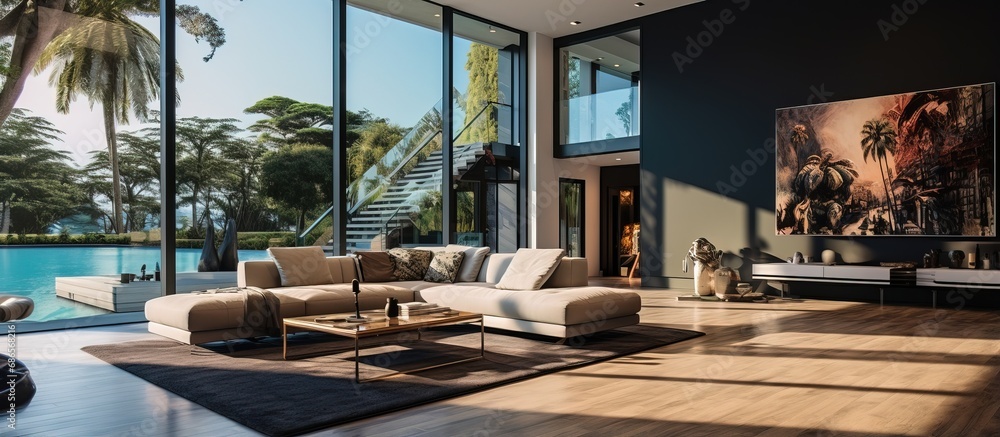 Fototapeta premium Modern house with luxury interior design