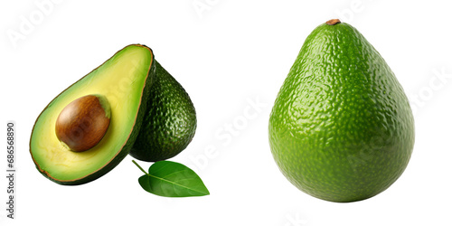 avocado fruit,healthy organic,isolated on white and transparent background.