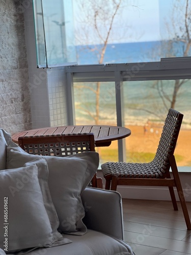 wooden table and chairs photo