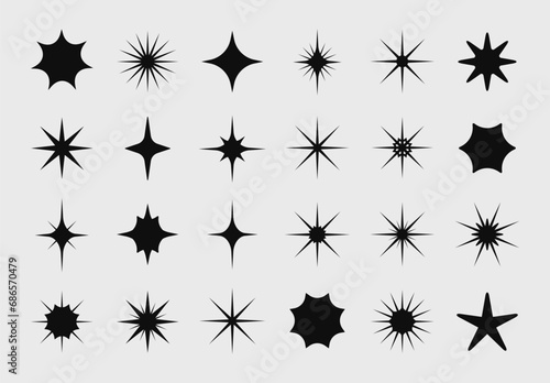 Flat sparkling y2k star element decoration. Vector illustration