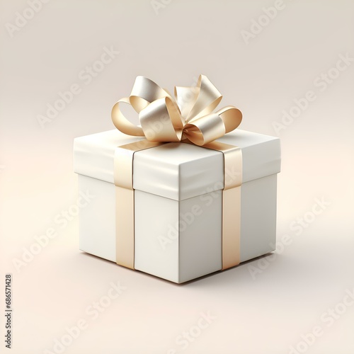 A gift in the form of a box with a bow on a light background: congratulations on the New Year, Christmas, March 8, Valentine's Day and February 14, Mother's Day, Birthday (Ai generation) © KRvisualPRO