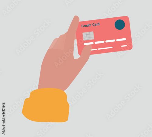 Vektor-Illustration von einer Hand hält eine Kreditkarte - Shopping-Konzept