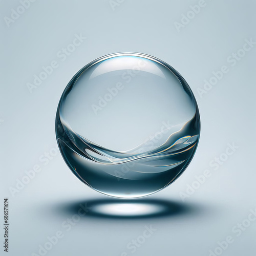 crystal ball with leaves on a gray background.