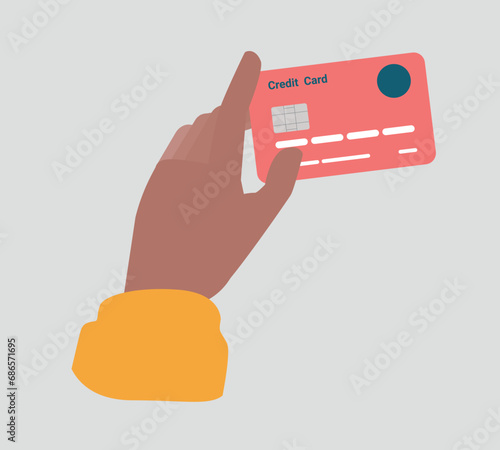 Vektor-Illustration von einer Hand hält eine Kreditkarte - Shopping-Konzept