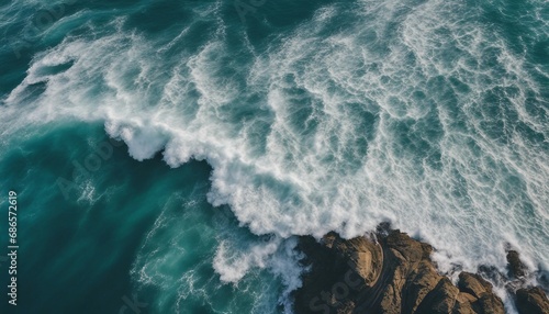 aerial view of waves in the middle of the sea. landscape nature background