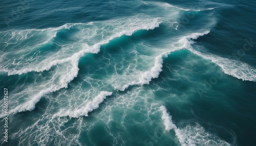 aerial view of waves in the middle of the sea. landscape nature background