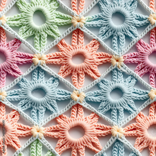 Seamless abstract pastel crochet pattern