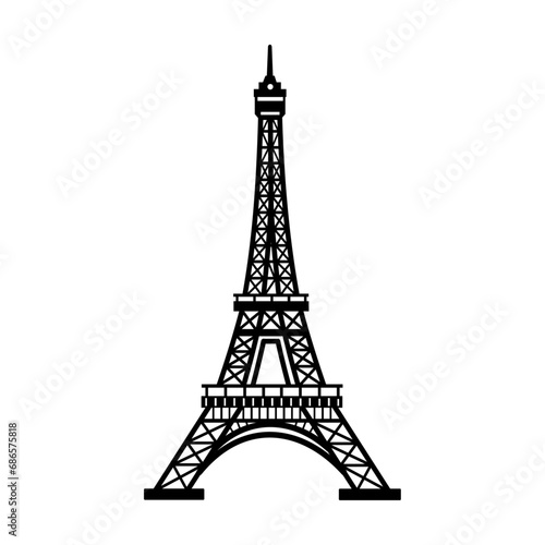 Fototapeta Naklejka Na Ścianę i Meble -  Eiffel Tower in Paris on a white background. Landmark of Paris. Vector linear illustration silhouette