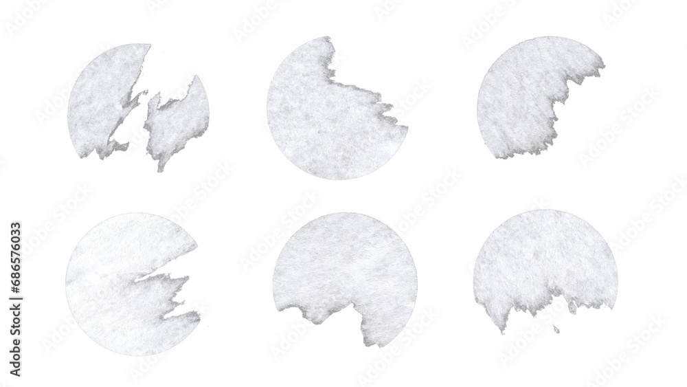 Set of duct torn paper tape circles in png format, isolated white