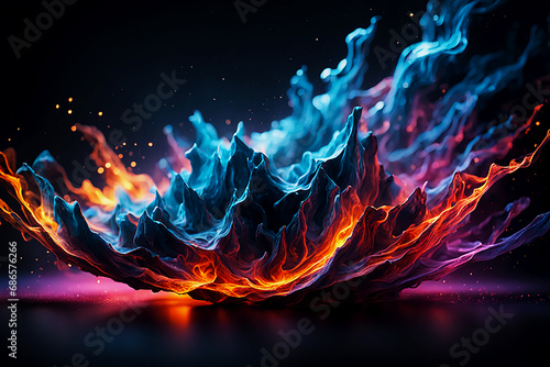 Abstract Background with glowing lines Gradient Vibrant Color Wave Multicolor abstract background Wallpaper Colorful paint splash splatter colorful rainbow holi paint color explosion acrylic Ink blot  photo