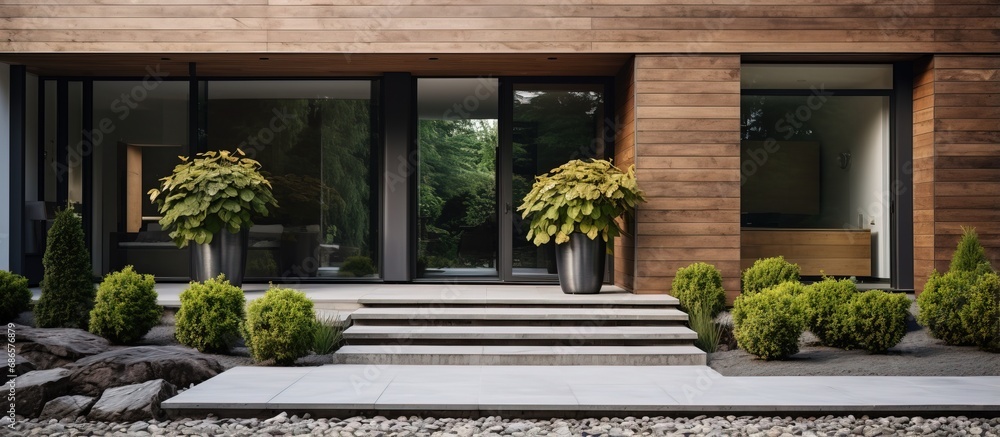 Obraz premium Modern house lively cottage entrance