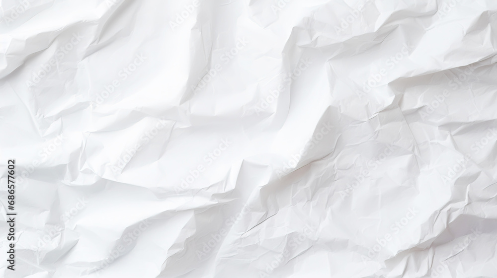 Fototapeta premium White crumpled paper texture. Blank background with creases. Generative AI