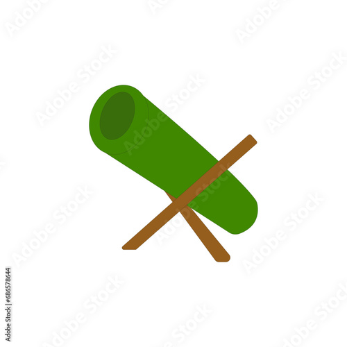 Bamboo Cannon or Meriam Buluh vector illustration. Malaysian traditional cannon made of bamboo wood during Ramadhan. photo