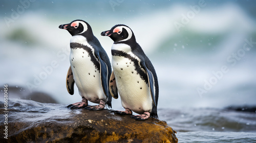 Couple of penguins pose