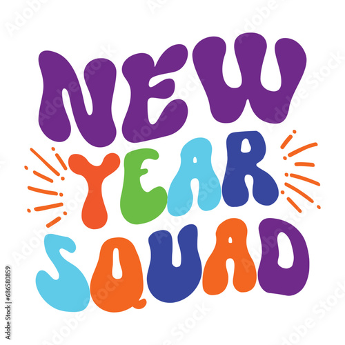 Print new year squad illustration.