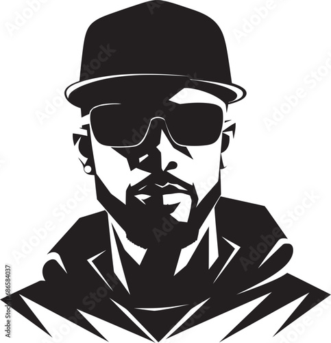 Urban Swagger Man in Cap Vector Logo Extravaganza Sunny Side Style A Vector Logo with Cap and Shades