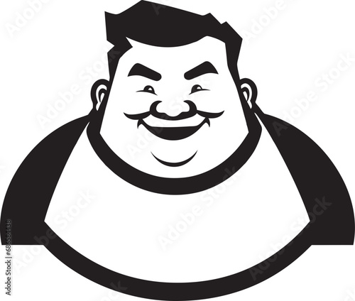 Girth Guru Logo Design of a Hefty Man in Black Chonky Champion Black Vector Logo for Obesity Awareness