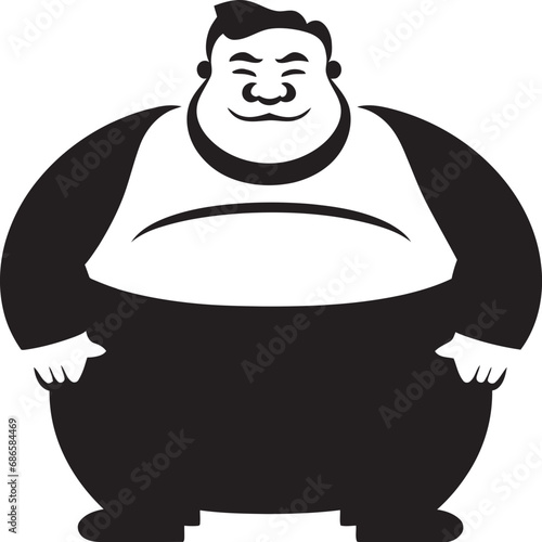 Plump Pride Dark Icon Illustrating Obesity Awareness Girth Guru Black Logo of a Portly Figure