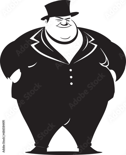 Weighty Wonders Vector Logo Illustrating Obesity Girth Guru Black Icon for Obesity Awareness
