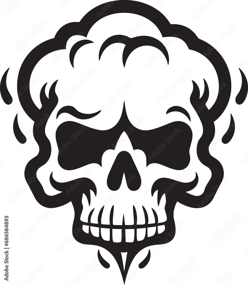 Fototapeta premium Enshrouded Eternity Black Skull Cloud Logo Phantom Plume Cloud Shaped Skull Insignia