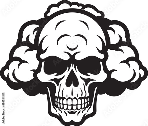 Ephemeral Elegance Skull Vector in Cloud Design Hazy Haunt Cloud Shaped Black Skull Symbol