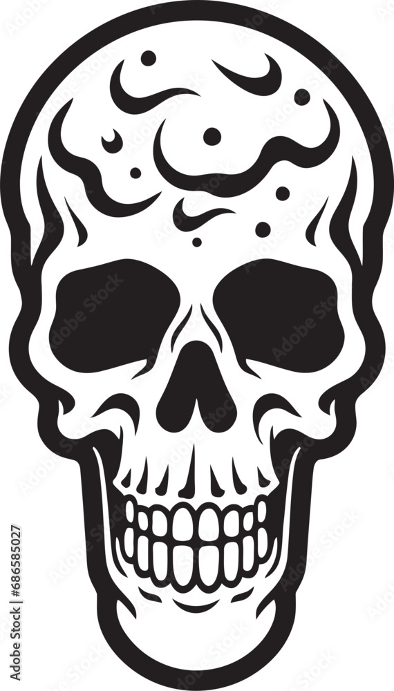 Fototapeta premium Frozen Phantasm Ice Cream Skull Cone Design Cone of Shadows Black Skull Emblem in Ice Cream Shape