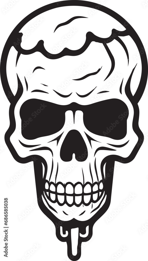 Fototapeta premium Shiver Sphere Skull Cone Vector Emblem Dark Delight Ice Cream Cone Shaped Black Skull