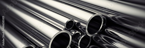 A stack of stainless steel pipes with the word steel photo