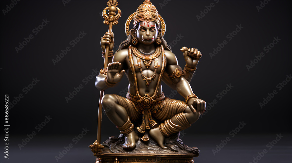 Lord Hanuman Statue in various poses, generative AI - obrazy, fototapety, plakaty 