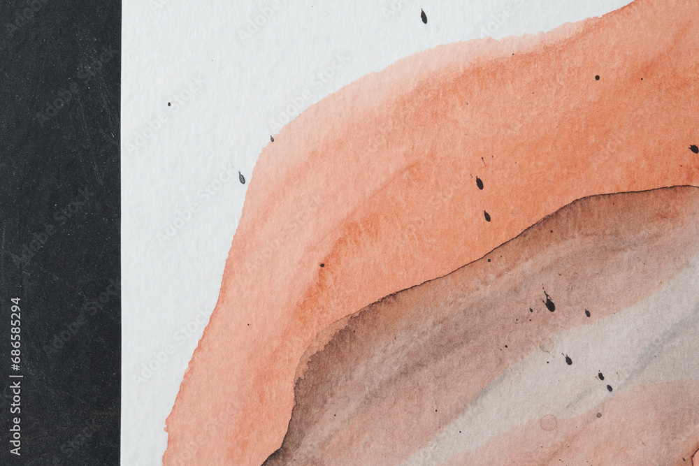 Fototapeta premium Abstract orange watercolor texture background. Creative pattern design for print invitation card, postcard. Drawing poster, colorful wallpaper.