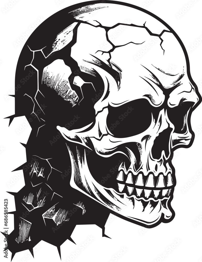 Shadowy Secret Black Skull in Cracked Wall Insignia Cryptic Canyon Peeping Skull from Cracked Wall Vector Shadowy Secret Black Skull in Cracked Wall Insignia Cryptic Canyon Peeping Skull from Cracked Wall Vector