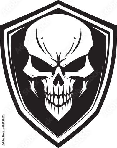 Obsidian Sentinel Shield Vector with Skull Defenders Icon Black Shield Logo with Skull