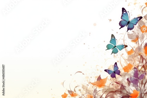 Beautiful Butterfly Border Frame for Nature and Life - White Tender Butterflies on a Lovely Background