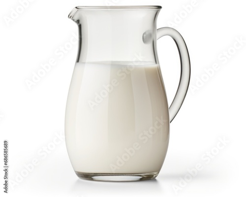 Fresh Milk in a Glass Jar. Isolated on White Background for Food and Drink Product Shots