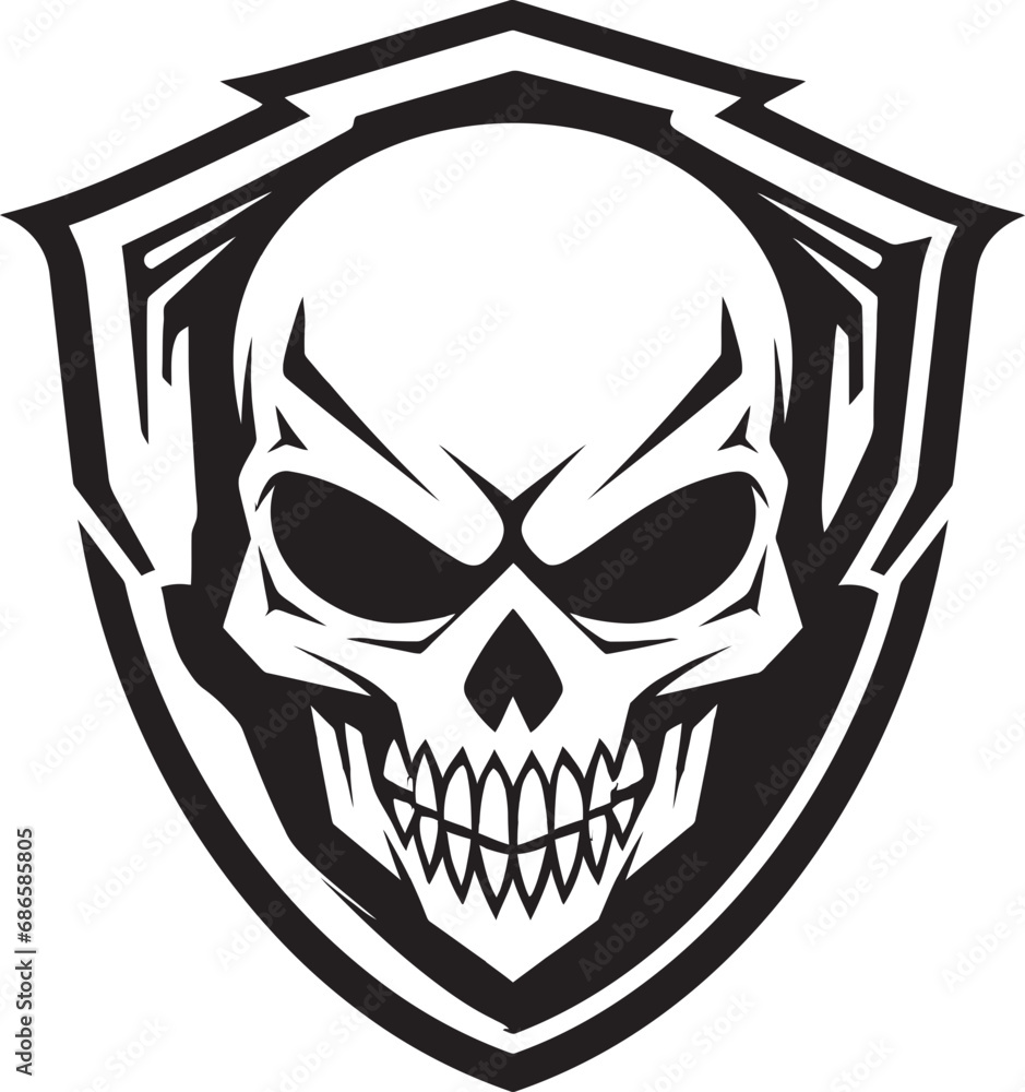 Sentinel Sanctuary Black Shield Logo with Skull Defiant Deflector Shield Shaped Skull Vector