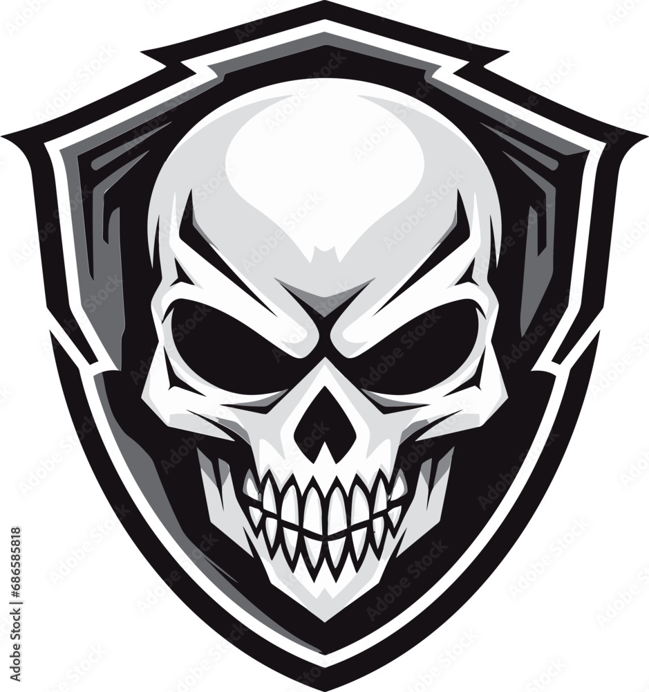 Dark Defender Vector Skull Shield Emblem Sentinel Sanctuary Black Shield Logo with Skull Dark Defender Vector Skull Shield Emblem Sentinel Sanctuary Black Shield Logo with Skull