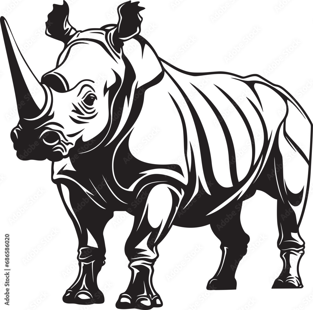 Timeless Force Black Rhino Vector Symbol Graceful Dominance Rhino Skeleton in Black Timeless Force Black Rhino Vector Symbol Graceful Dominance Rhino Skeleton in Black