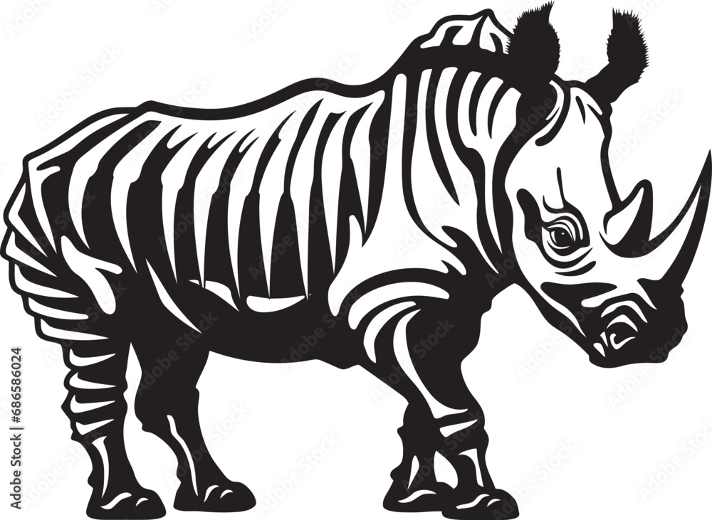 Fototapeta premium Vector Vigor Black Rhino Logo Framework Sculpted Strength Black Rhino Vector Emblem