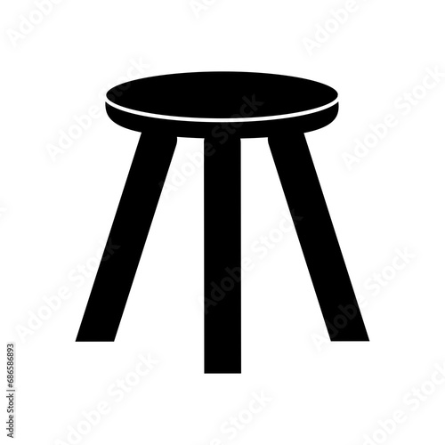 three-legged wooden chair vector on white background