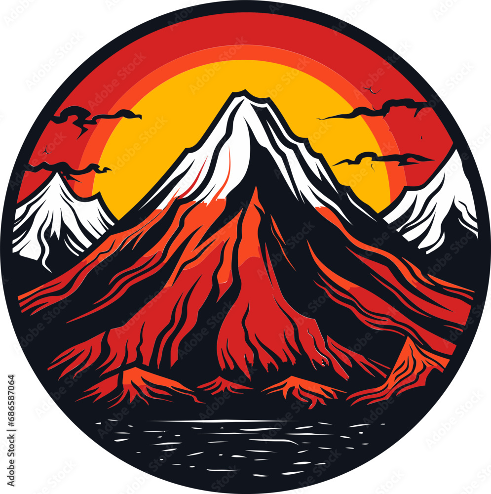 Inferno Ascent Volcano in Striking Black Vector Rugged Fire Mountainous Majesty in Black Emblem Inferno Ascent Volcano in Striking Black Vector Rugged Fire Mountainous Majesty in Black Emblem
