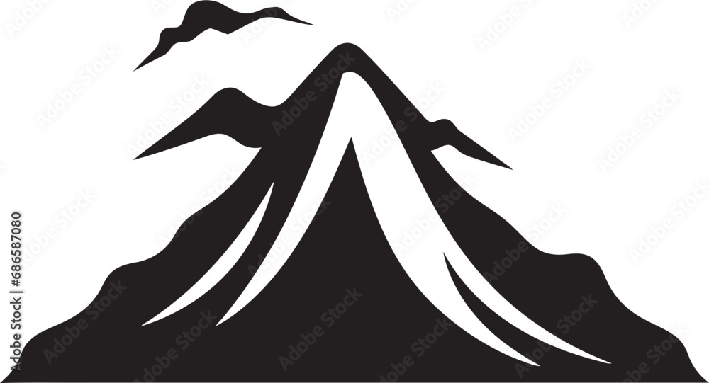 Fury Forge Black Icon for Volcano Power Lava Lines Volcano Mountain in Striking Black Vector