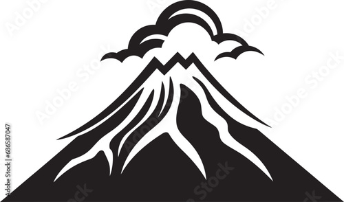 Inferno Ascent Black Vector Logo for Volcano Summit Epic Pyre Volcano Mountain in Black Vector Design