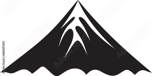 Epic Pyre Volcano Mountain in Black Vector Design Smoldering Silhouette Black Icon for Volcanic Power