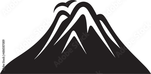 Volcanic Symphony Black Vector Logo for Peaks Eruption Essence Volcano Mountain in Black Icon