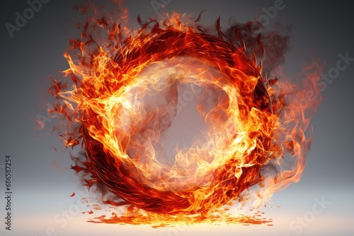 Fire circle with space for text. isolated on white background. AI Generated