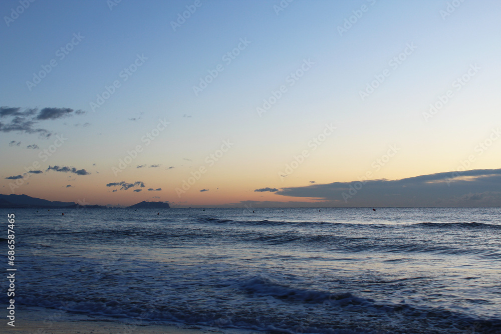 natural background sunrise on the sea