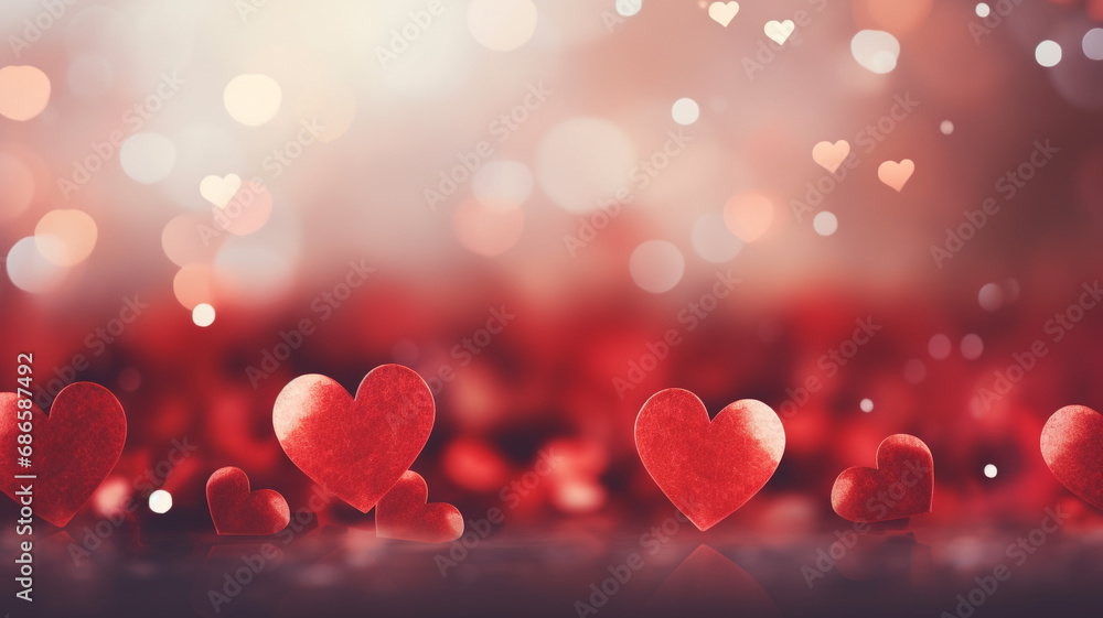 Valentines day background banner - abstract panorama background with red hearts. concept love Valentines day background banner - abstract panorama background with red hearts. concept love