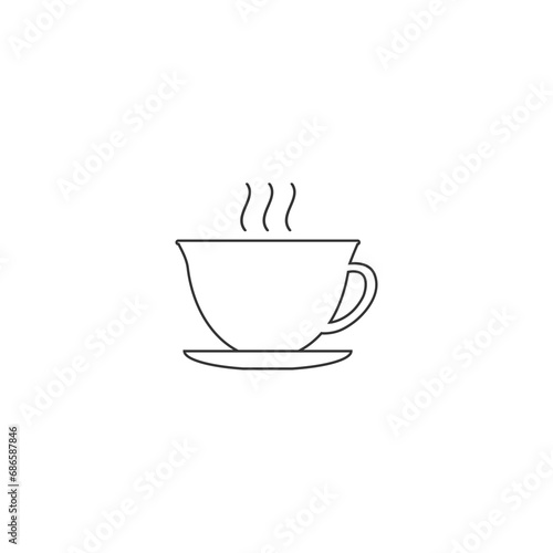 Coffe cup line icon vector design template flat sign