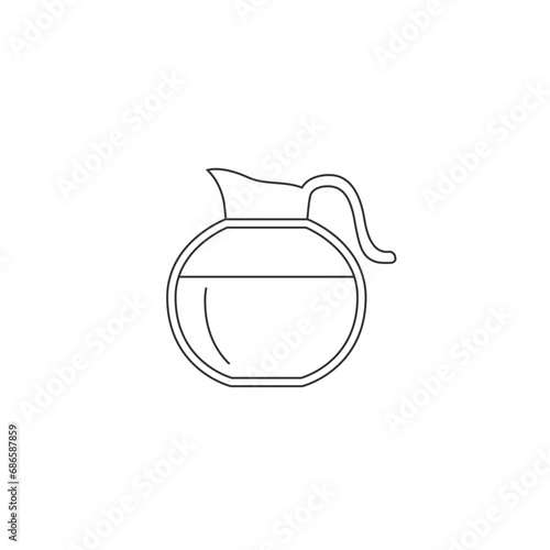 Coffee pot black icon in flat style. Vecto
